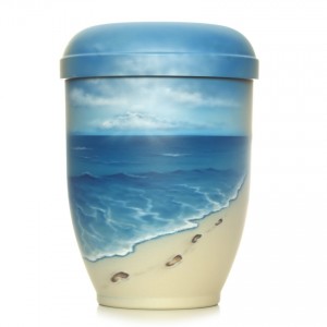 Hand Painted Biodegradable Cremation Ashes Urn - Footprints in the Sand
